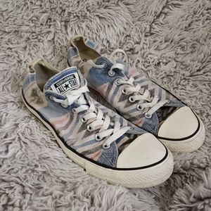 Converse All Star Low Tops- Red and Blue Tribal Print